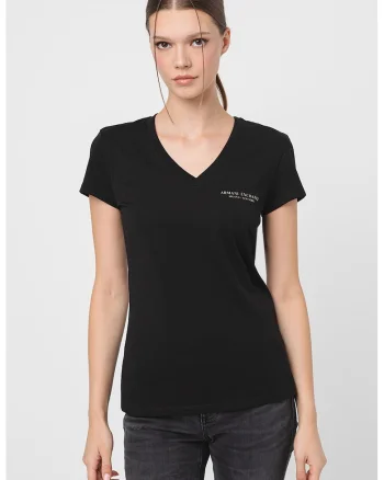Tricou slim fit cu decolteu in V, Negru/Kaki