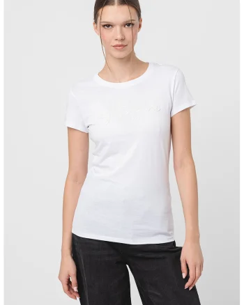 Tricou slim fit de bumbac, Alb