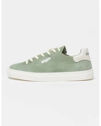 Pantofi sport de piele intoarsa cu insertie de piele, Verde aquamarin