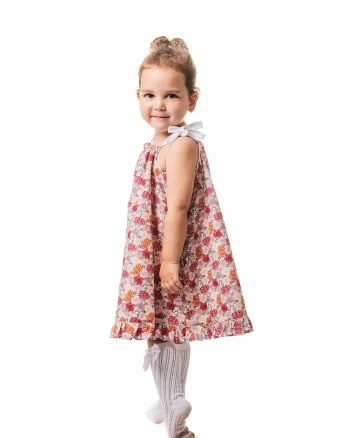 Rochie evazata cu model floral, Rosu/Roz