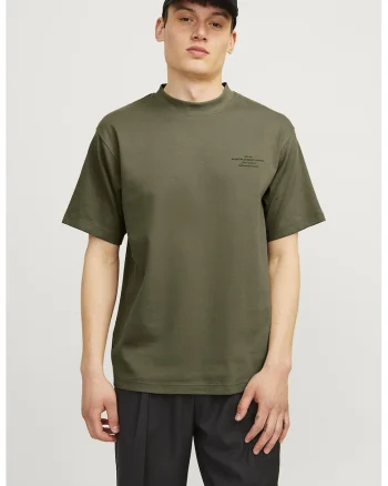 Tricou lejer cu detaliu text, Kaki