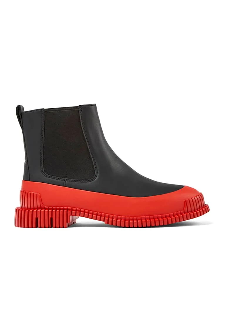 Ghete Chelsea din piele Pix 1265, Rosu/Negru