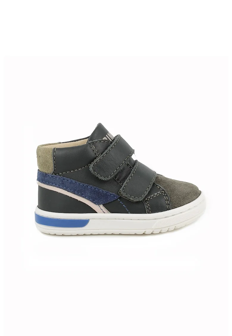 Pantofi sport de piele cu garnituri de piele intoarsa, Kaki