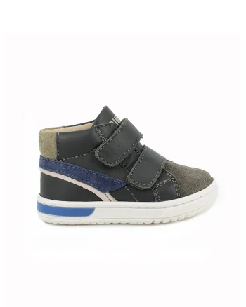 Pantofi sport de piele cu garnituri de piele intoarsa, Kaki