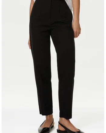 Pantaloni conici cu pliuri, Negru