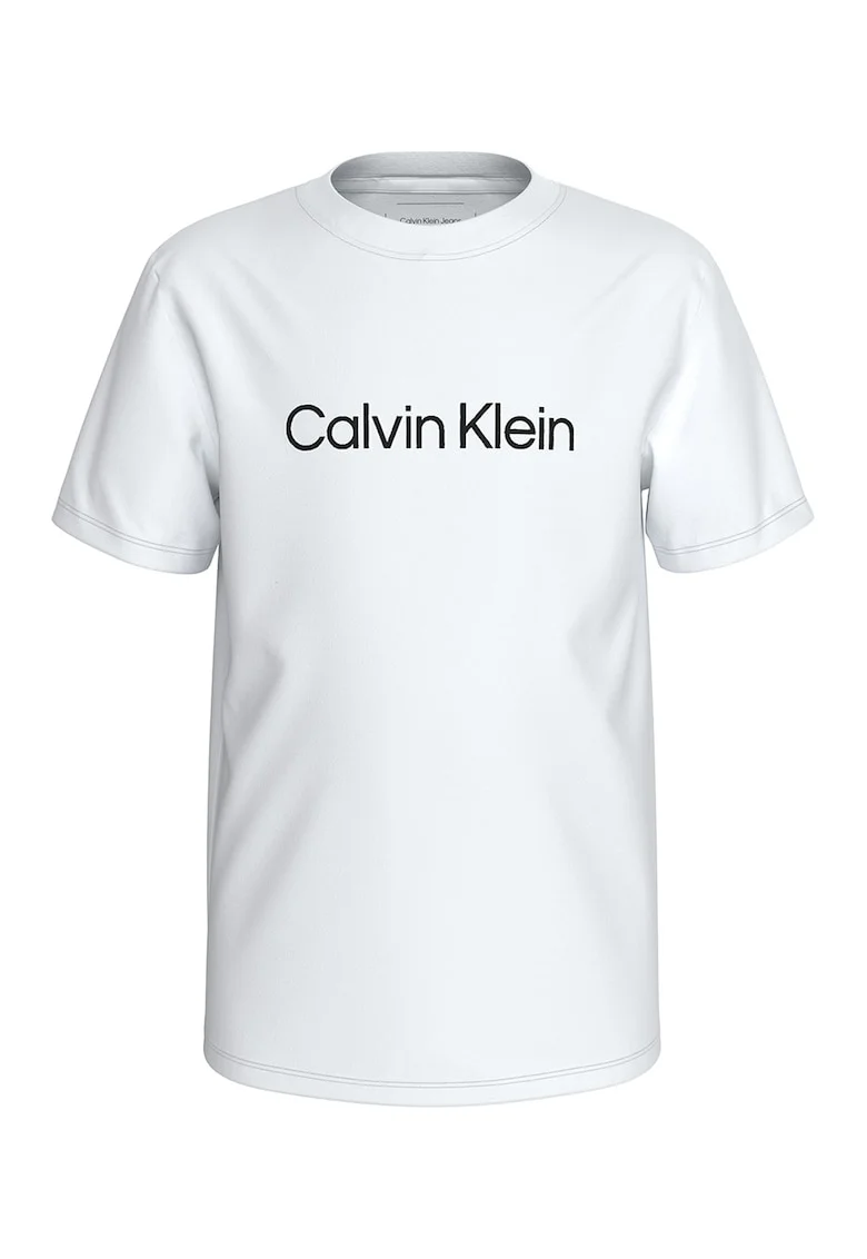Tricou cu imprimeu logo, Negru stins/Alb optic