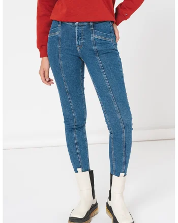 Blugi skinny cu cusaturi accentuate Nora, Albastru royal
