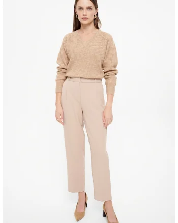 Pantaloni eleganti cu buzunare oblice, Bej