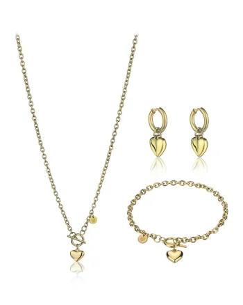 Set de colier, bratara si cercei - 3 piese, Auriu