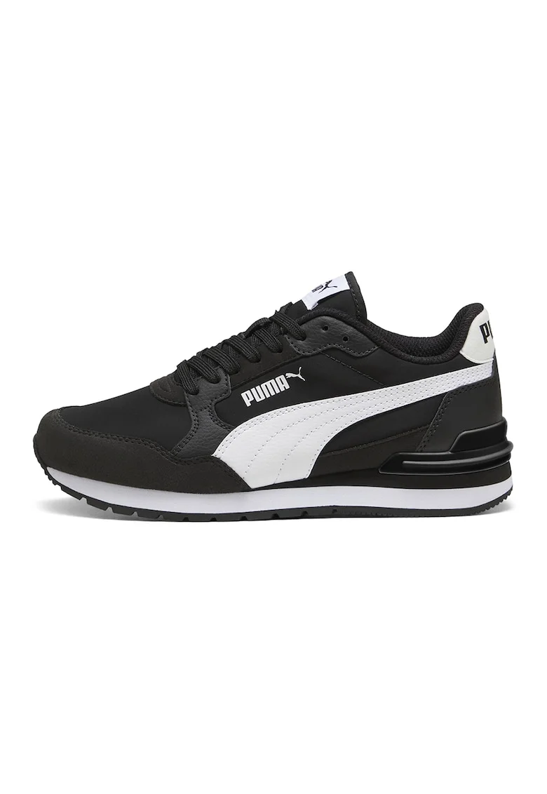 Pantofi sport ST Runner v4 NL din piele ecologica cu insertii din material textil, Alb/Negru