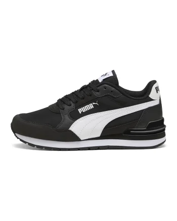 Pantofi sport ST Runner v4 NL din piele ecologica cu insertii din material textil, Alb/Negru