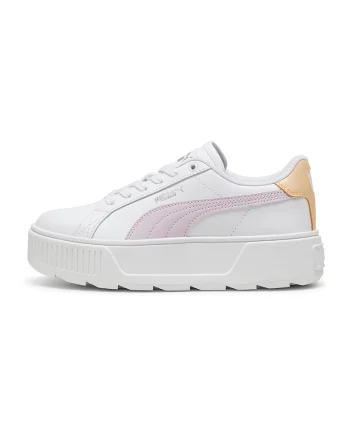 Pantofi sport de piele si piele ecologica cu logo Karmen, Alb/Portocaliu/Roz
