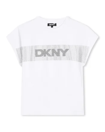 Tricou decorat cu strasuri, Alb