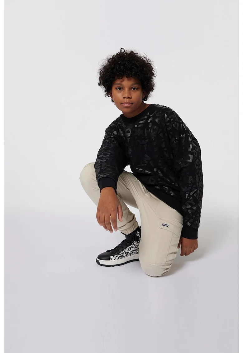 Bluza de trening din bumbac cu imprimeu logo, Negru/Gri