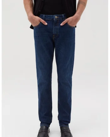 Blugi regular fit cu buzunare, Albastru inchis