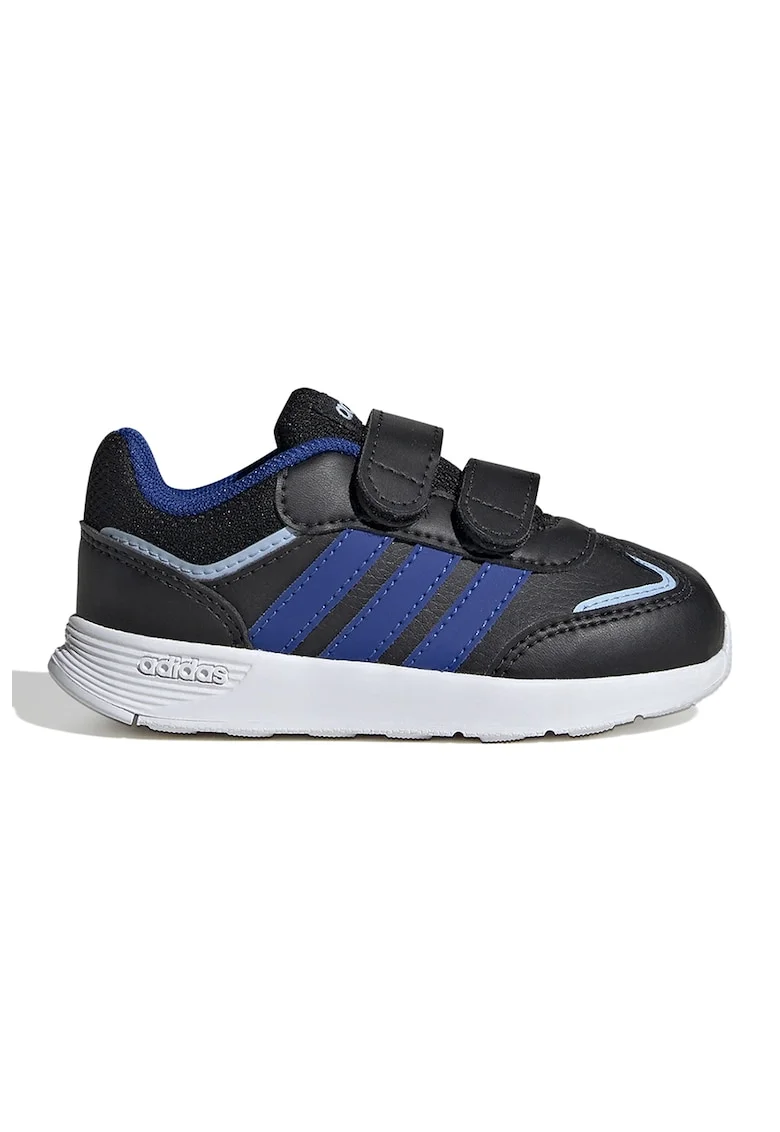 Pantofi sport de piele ecologica cu velcro Tensaur, Negru/Albastru royal