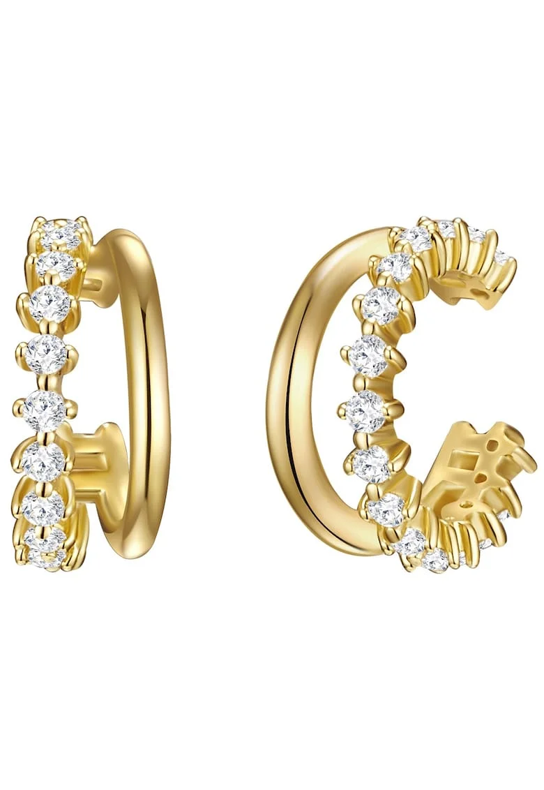 Cercei placati cu aur de 14K, cu zirconia, Auriu/Galben