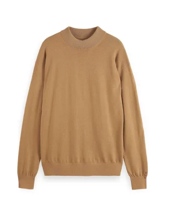 Pulover tricotat fin din amestec de lana 174115, Maro deschis