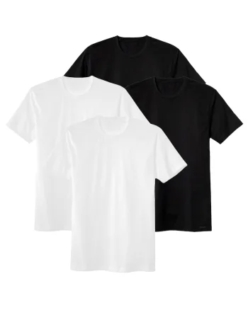 Set de tricouri cu decolteu la baza gatului - 4 piese, Alb/Negru