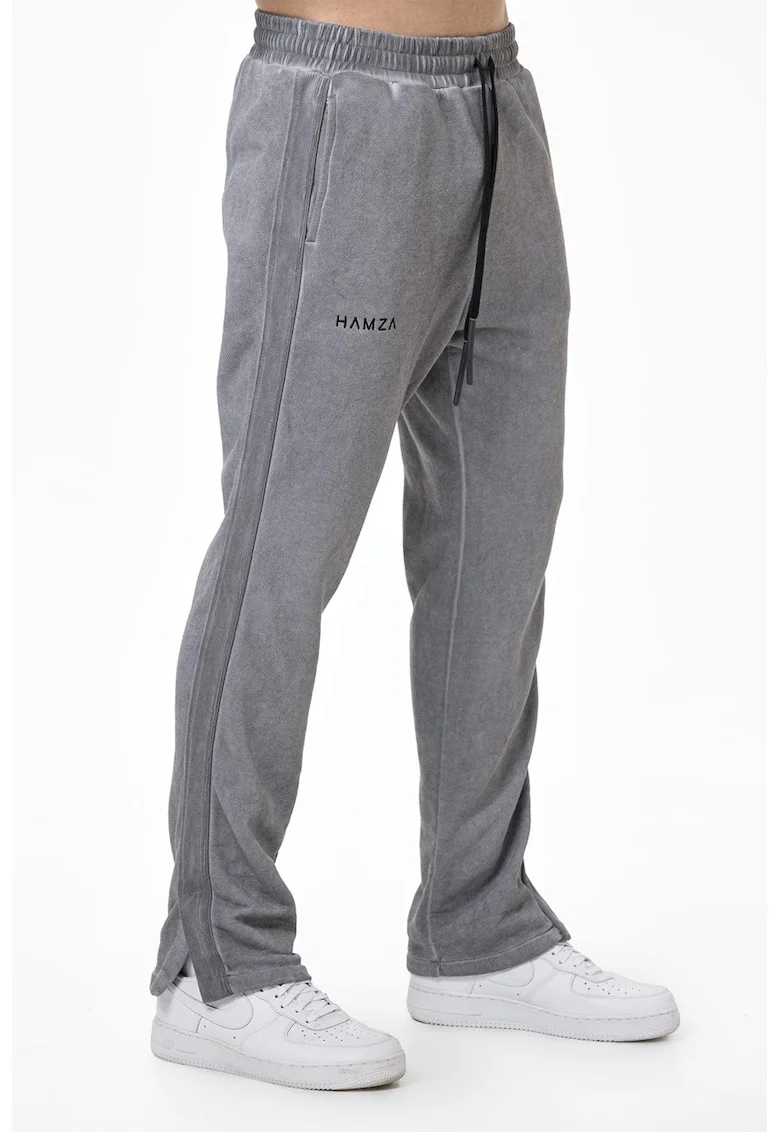 Pantaloni de trening cu croiala lejera si snur, Gri