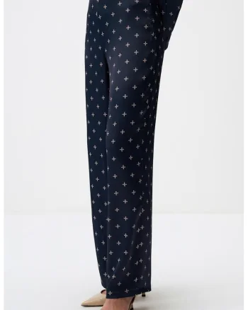 Pantaloni cu model si croiala ampla, Bleumarin
