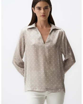 Bluza lejera cu decolteu in V, Grej
