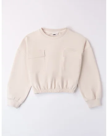 Bluza de trening cu maneci cazute si buzunare aplicate, Piersica