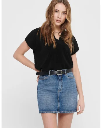 Tricou striat cu decolteu in V Esmarilla, Negru