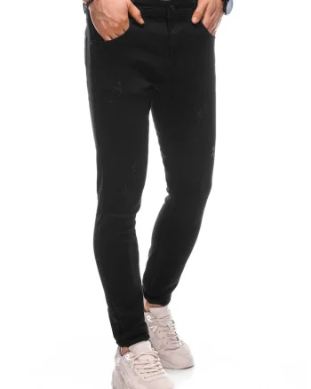Blugi skinny cu detalii cu aspect deteriorat, Negru