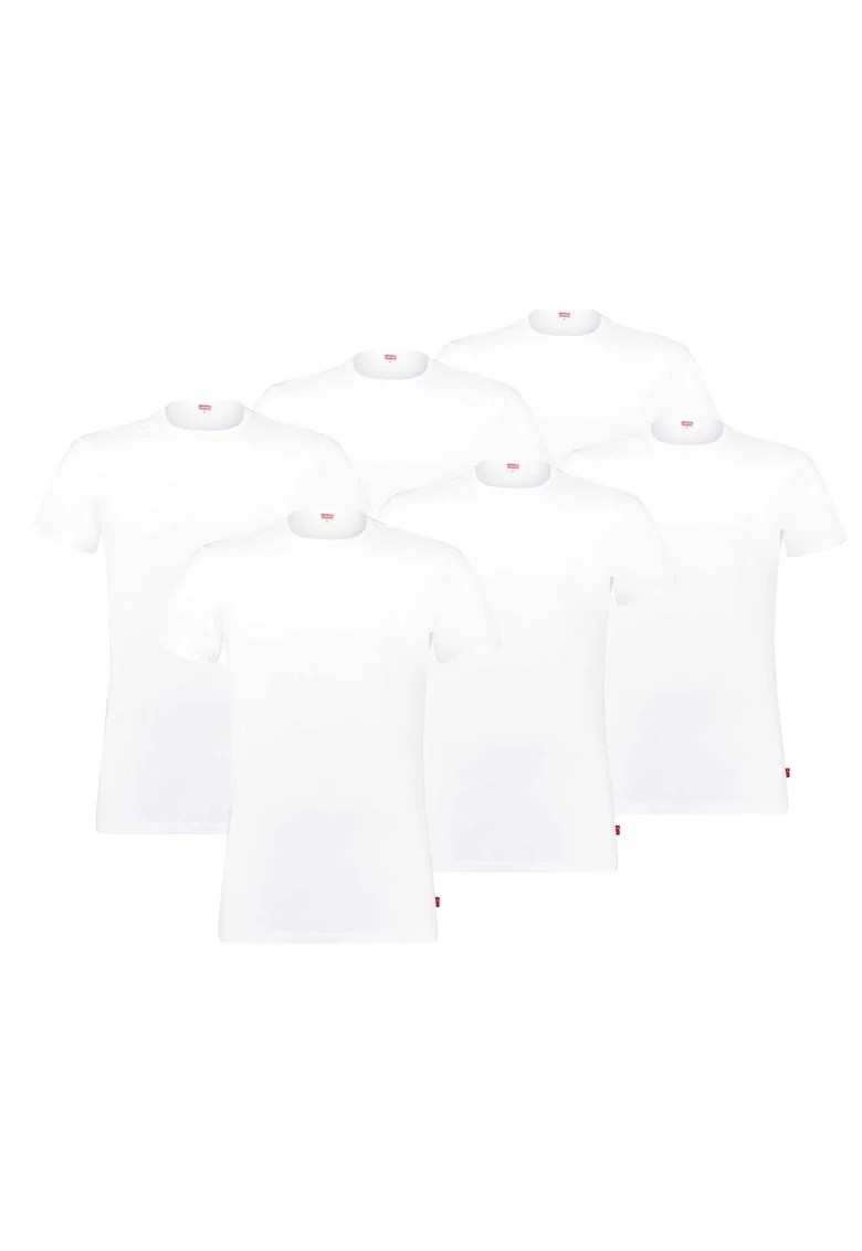 Set de tricouri cu decolteu la baza gatului 167925 - 6 piese, Alb