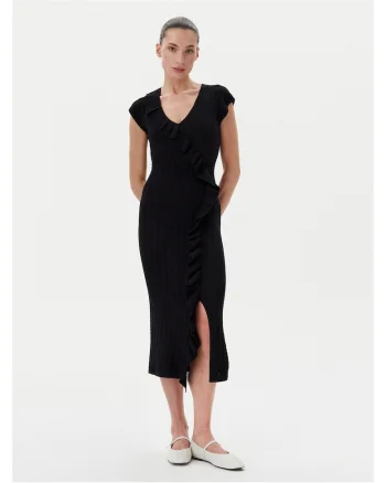 Rochie tricotata, de dama,  negru, fabricata din material de calitate