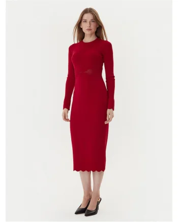 Rochie tricotata de dama  rosie, fabricata din material de calitate