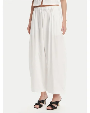 Pantaloni largi pentru dama,  albi, stofa