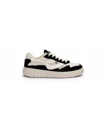 Sneakers femei TORO WAVE, piele naturala si, Alb/Negru