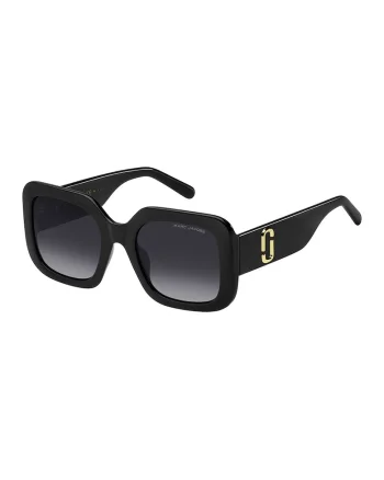 Ochelari de soare patrati cu logo, Negru