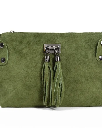 Geanta dama Tianna GT1575, piele intoarsa, verde