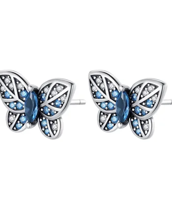 Cercei argint 925, JW500, model fluture, placati cu rodiu
