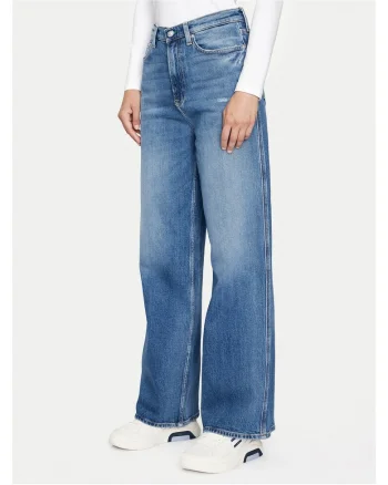Blugi wide leg dama,  albastru,