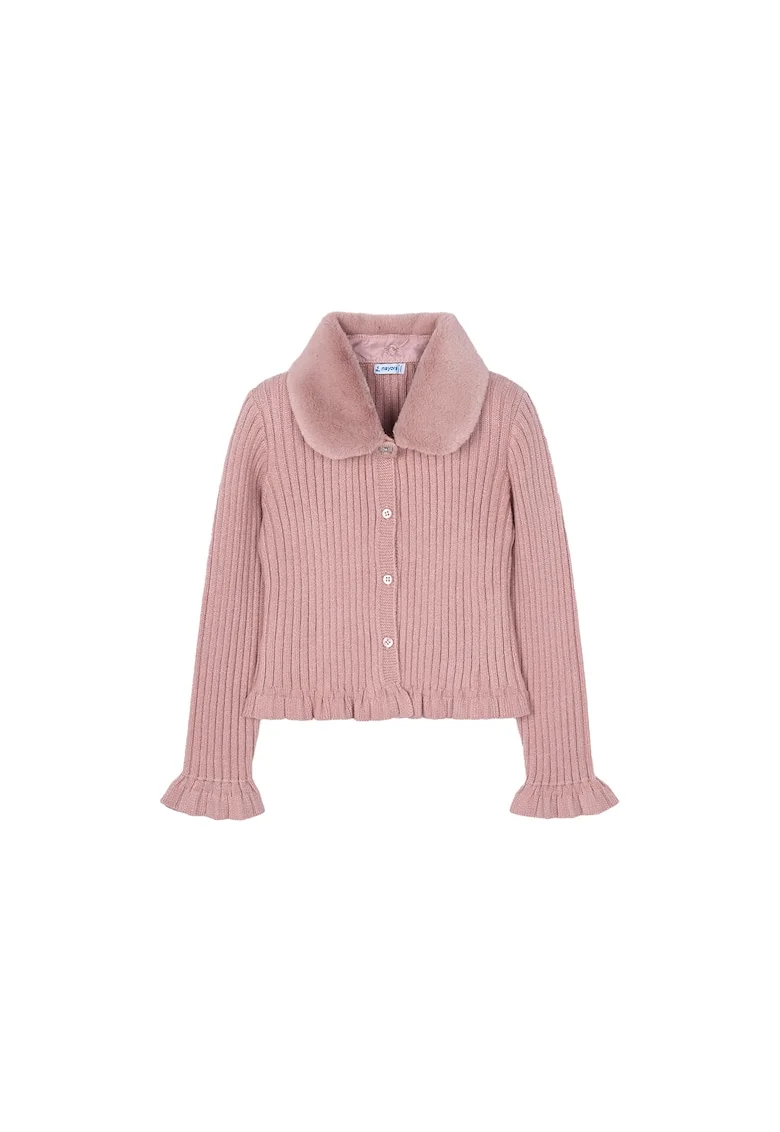 Cardigan fetita  roz, pulover cu maneci lungi