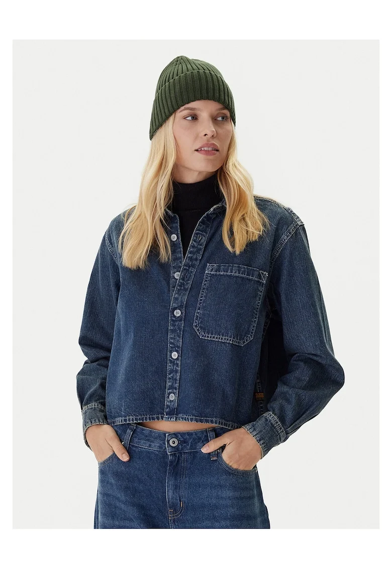 Camasa din denim pentru femei  albastru inchis