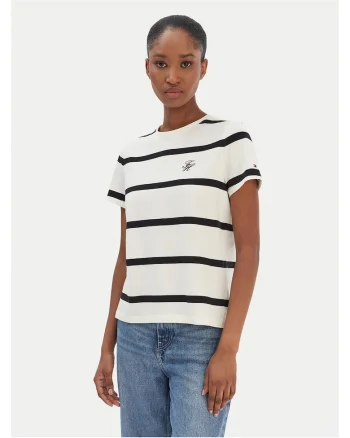 Tricou,  Bej/Negru, Dungi