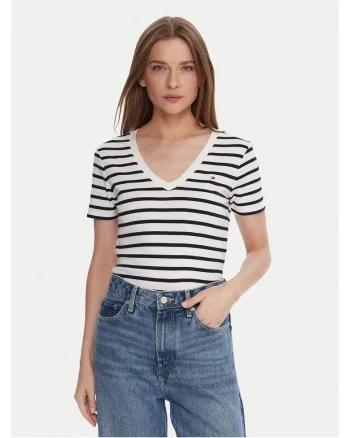 Tricou,  Negru/Alb, Dungi, Pentru dama