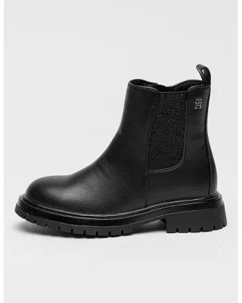 Ghete din piele ecologica cu segment elastic, Negru