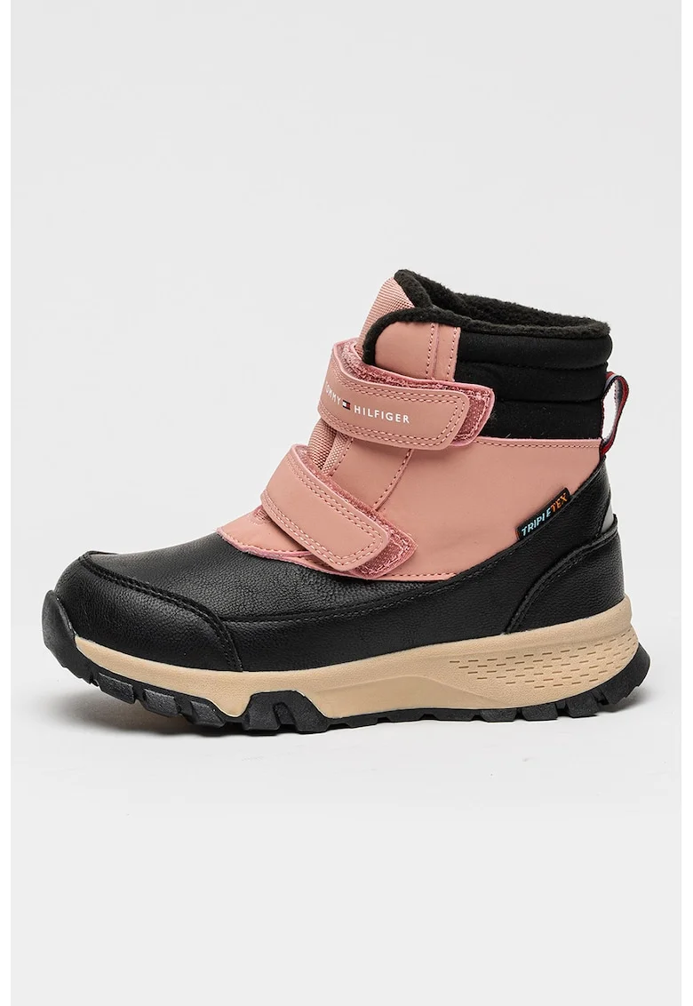 Ghete impermeabile cu banda dubla velcro, Negru/Roz