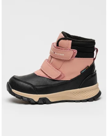 Ghete impermeabile cu banda dubla velcro, Negru/Roz