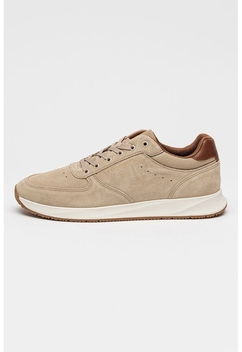 Pantofi sport low-cut din piele intoarsa Hybrid, Gri deschis