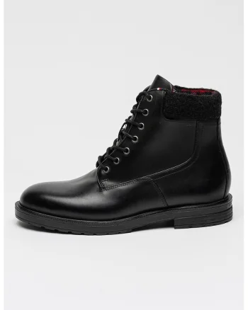 Ghete din piele cu sireturi, Negru