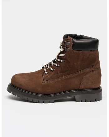 Ghete din piele intoarsa si piele, Maro cognac