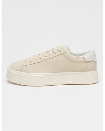 Pantofi sport low-cut din nailon cu flatform, Crem