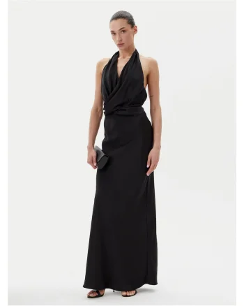 Rochie de seara,  neagra, din material elegant